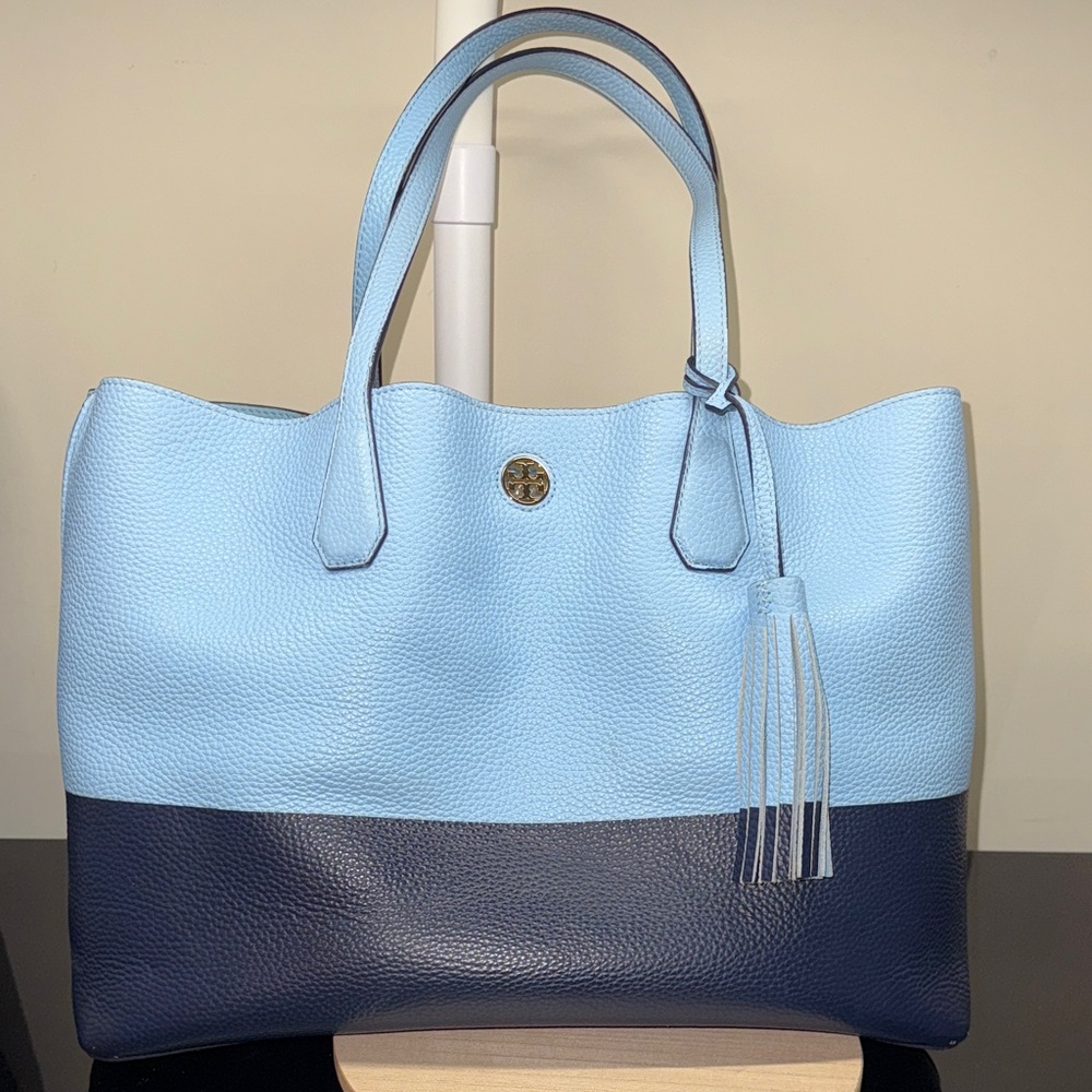 Tory Burch Light Blue and Navy Tote